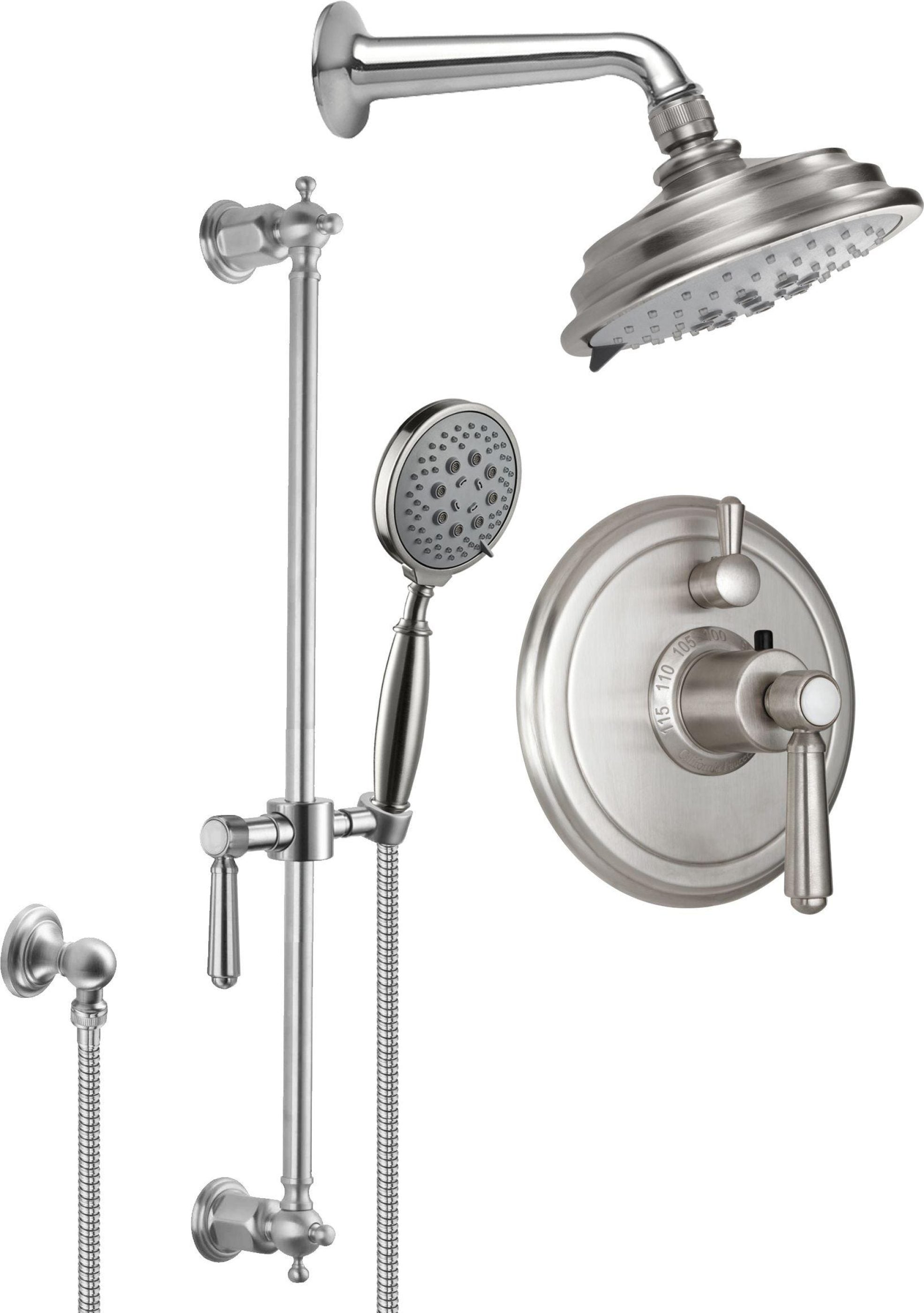 California Faucets Montecito Sistema de Regadera StyleTherm Termostático de 1/2" con Barra Corrediza para Regadera de Mano