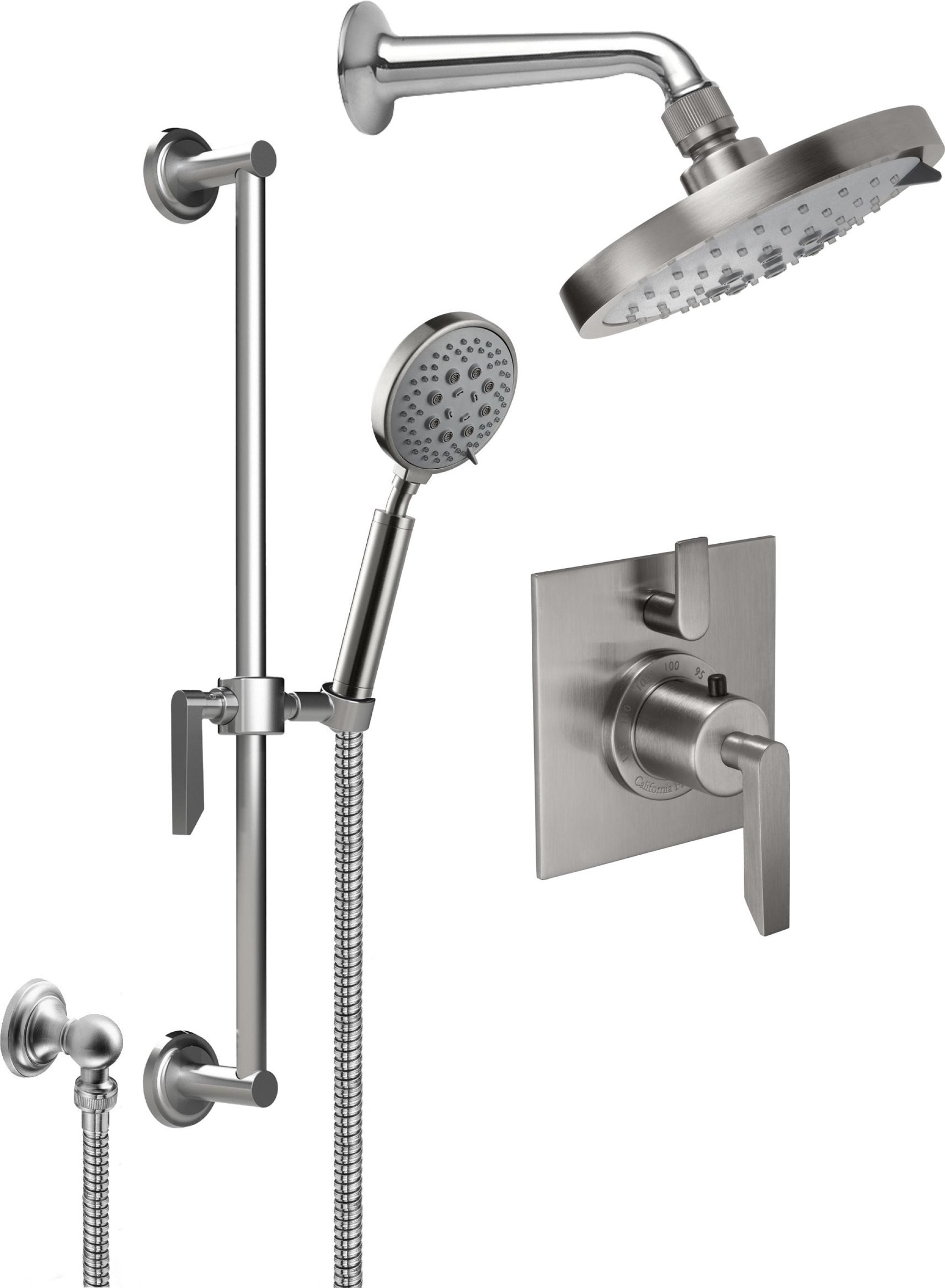 California Faucets Rincon Bay Sistema de Regadera StyleTherm Termostático de 1/2" con Barra Corrediza para Regadera de Mano