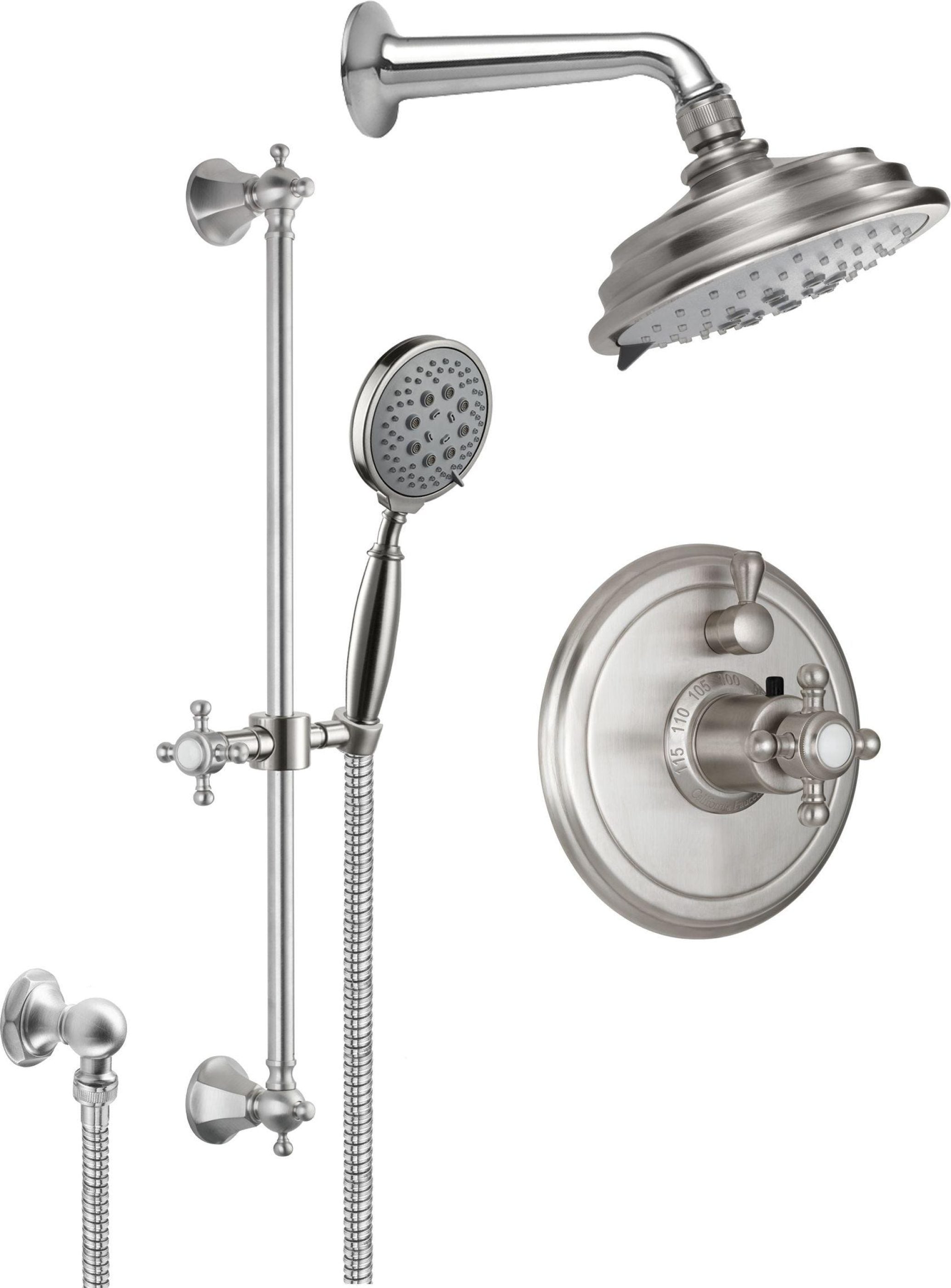 California Faucets Monterey Sistema de Regadera StyleTherm Termostático de 1/2" con Barra Corrediza para Regadera de Mano