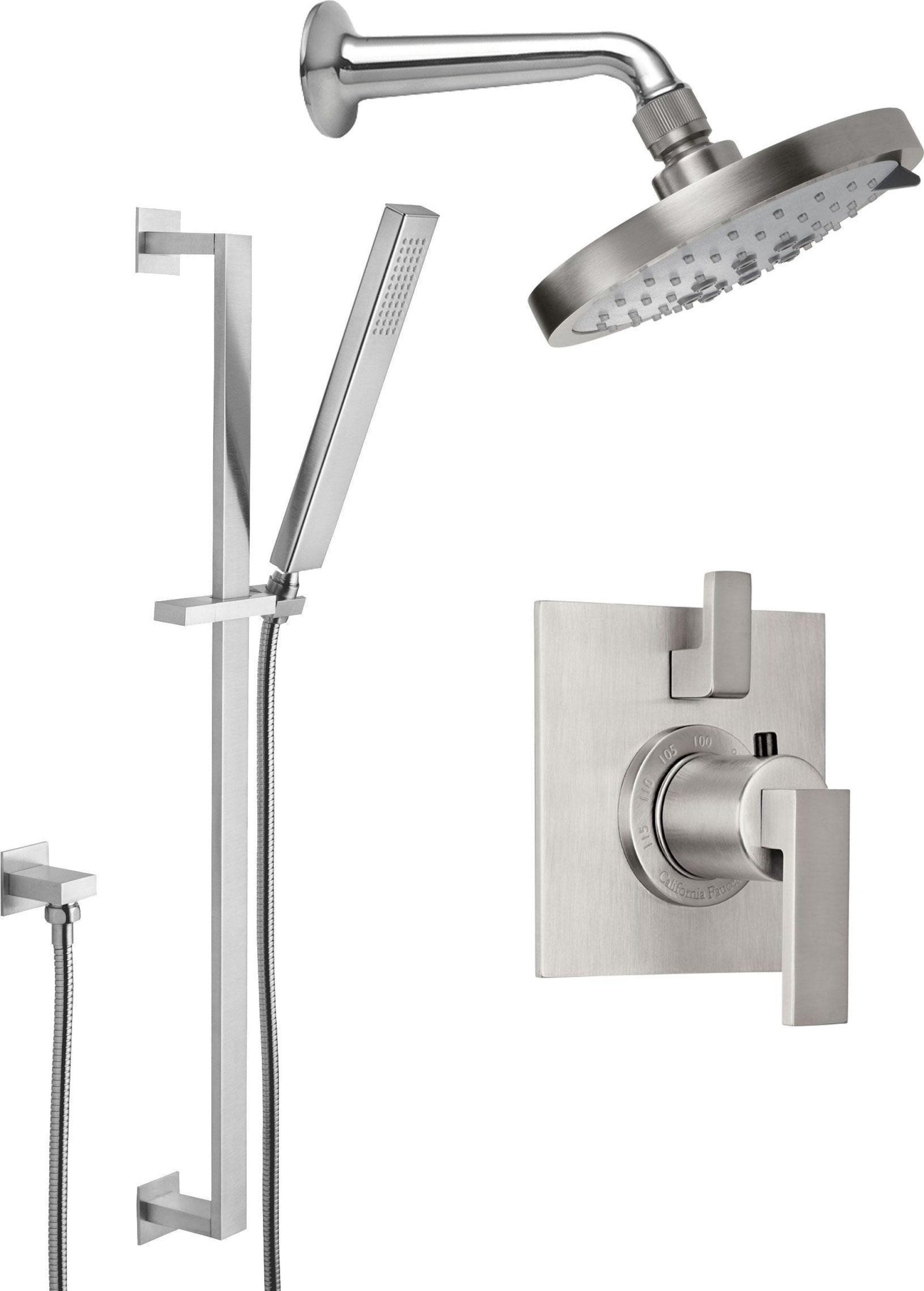 California Faucets Morro Bay Sistema de Regadera StyleTherm Termostático de 1/2" con Barra Corrediza para Regadera de Mano