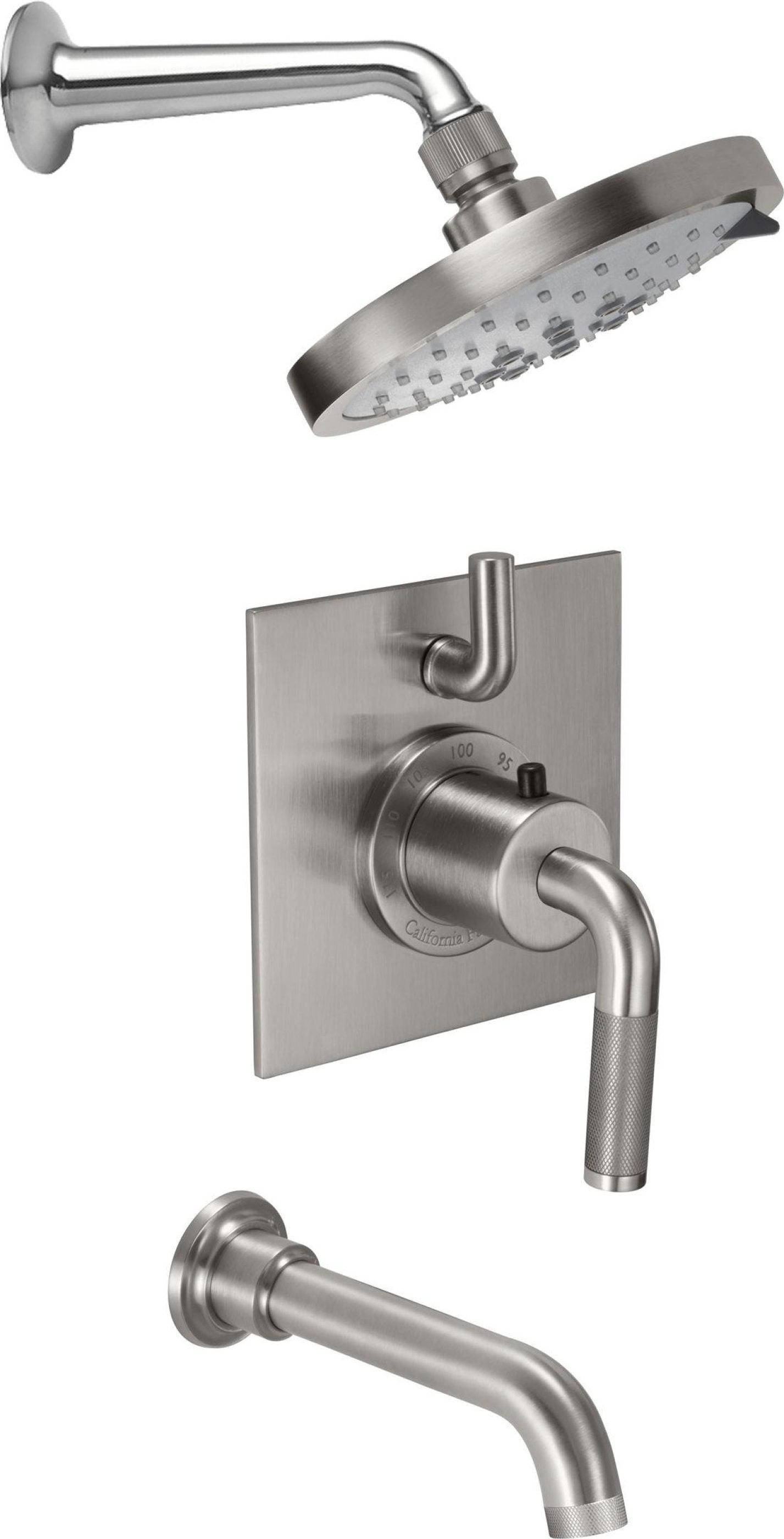 California Faucets Descanso Sistema de Regadera Descanso StyleTherm Termostático de 1/2" con Regadera y Pico de Tina