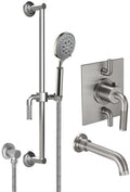 California Faucets Descanso Sistema de Regadera Descanso StyleTherm Termostático de 1/2" con Barra Corrediza para Regadera de Mano y Pico de Tina