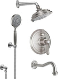California Faucets Montecito Sistema de Regadera StyleTherm Termostático de 1/2" con Gancho para Regadera de Mano y Pico de Tina