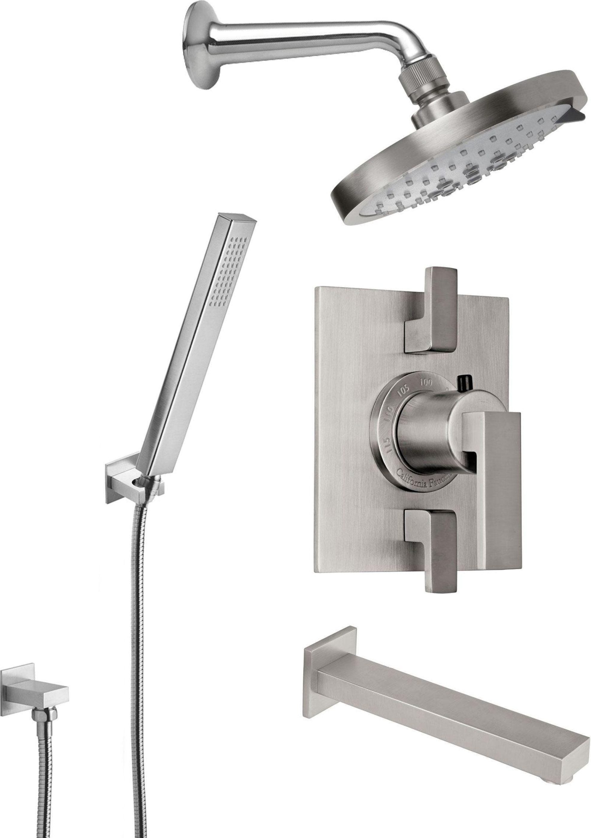 California Faucets Morro Bay Sistema de Regadera StyleTherm Termostático de 1/2" con Gancho para Regadera de Mano y Pico de Tina