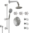 California Faucets Monterey Sistema de Regadera StyleTherm Termostático de 3/4" con Rociador Corporal, Regadera de Mano en Barra Corrediza y Regadera