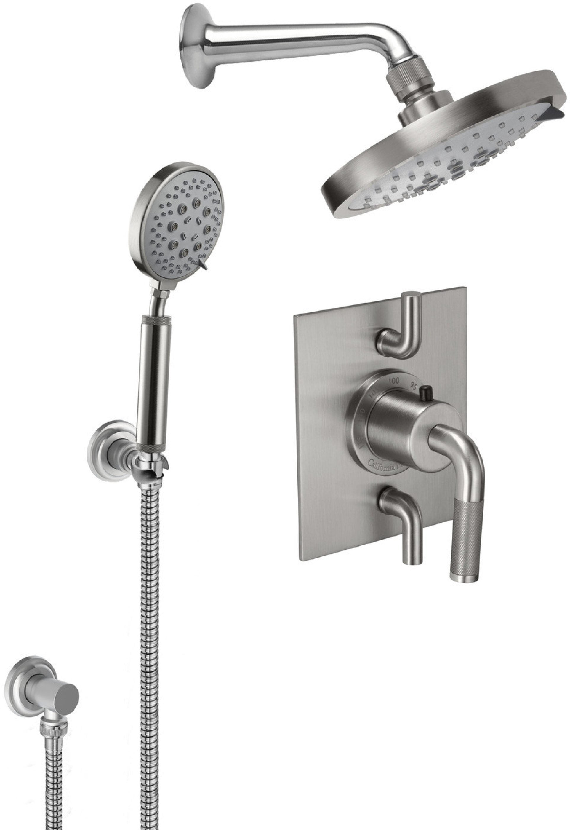 California Faucets Descanso Sistema de Regadera Descanso StyleTherm Termostático de 1/2" con Regadera y Regadera de Mano en Gancho