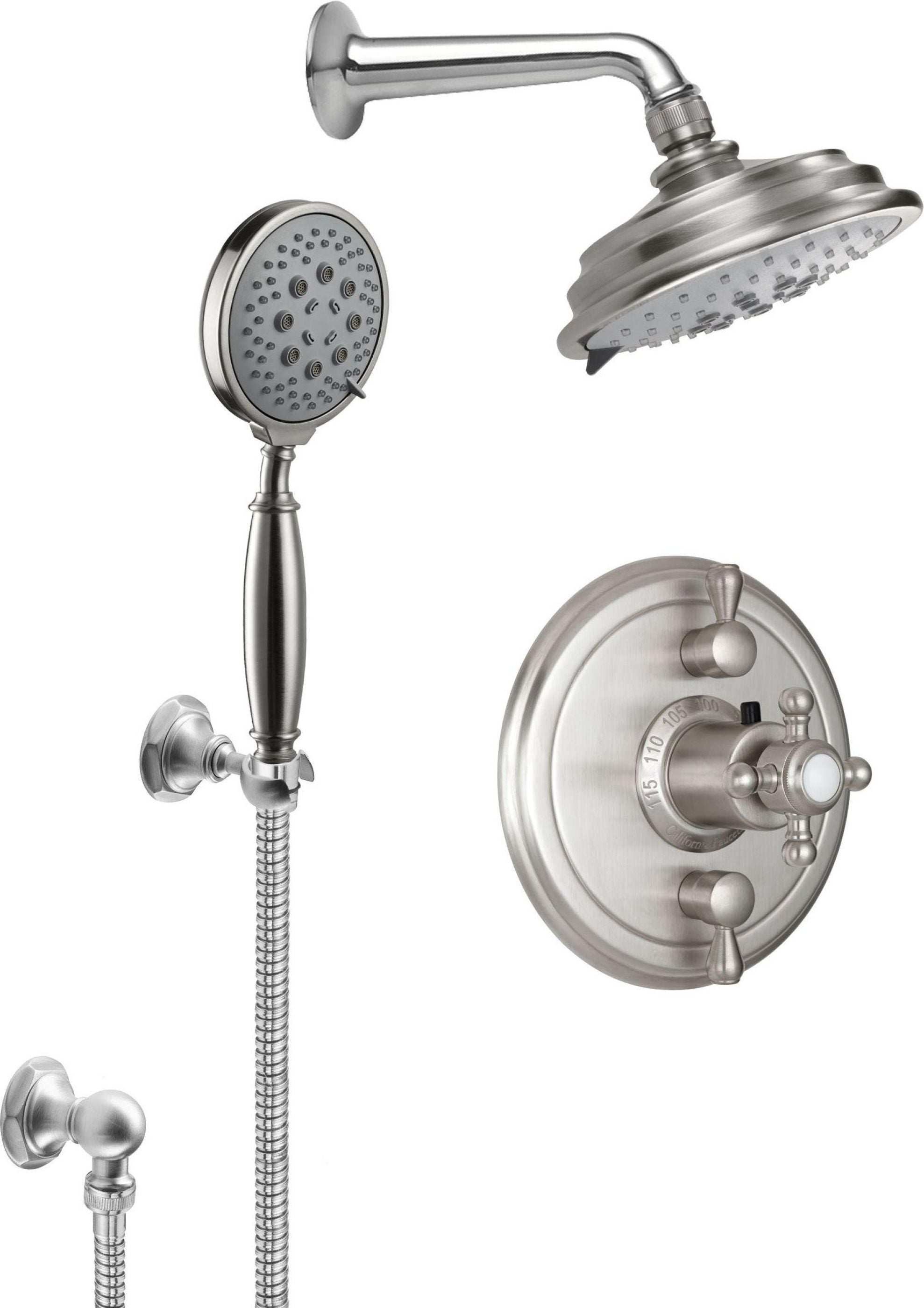 California Faucets Monterey Sistema de Regadera StyleTherm Termostático de 1/2" con Regadera y Regadera de Mano en Gancho