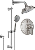 California Faucets Montecito Sistema de Regadera StyleTherm Termostático de 1/2" con Regadera y Regadera de Mano en Barra Corrediza