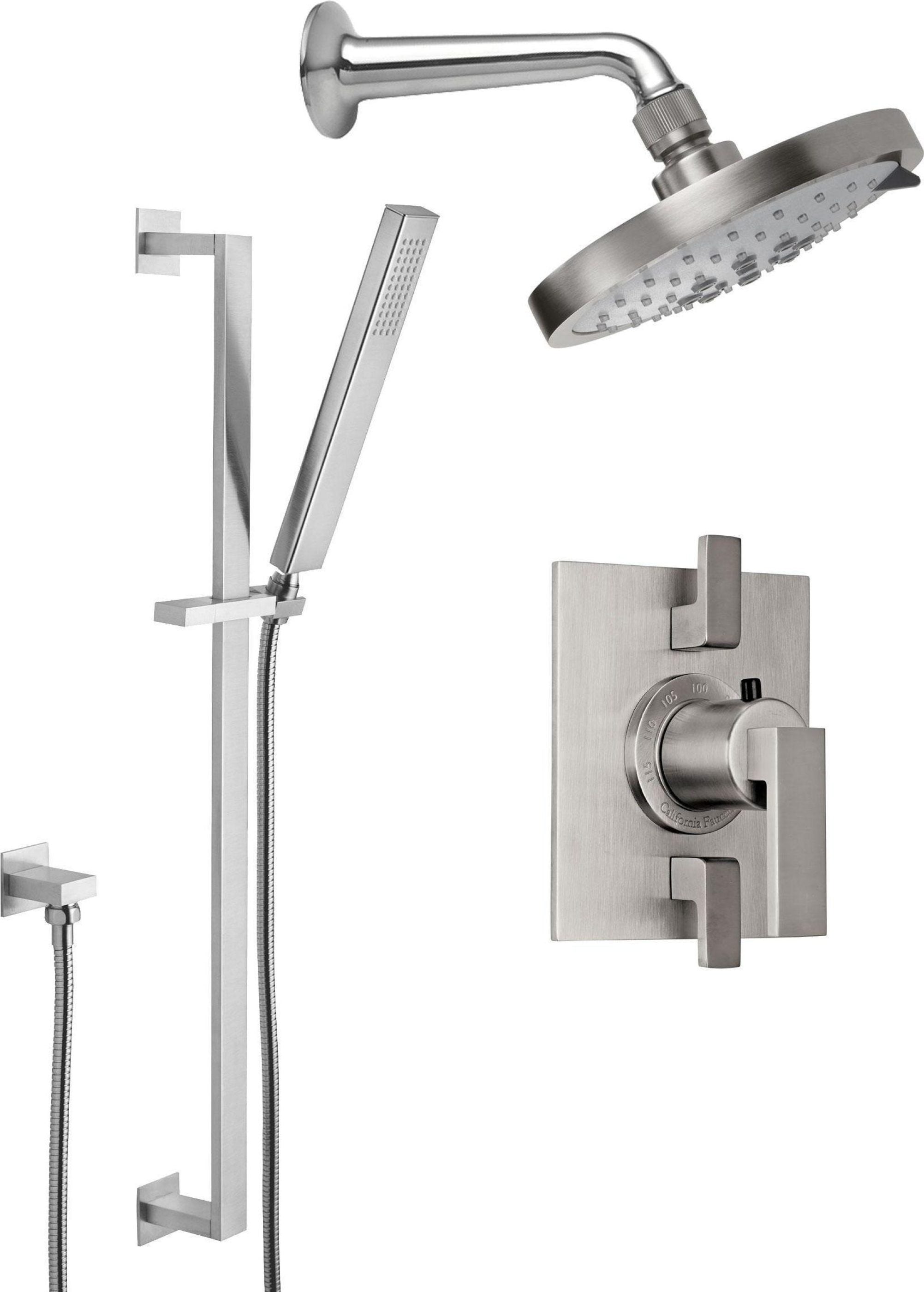 California Faucets Morro Bay Sistema de Regadera StyleTherm Termostático de 1/2" con Regadera y Regadera de Mano en Barra Corrediza