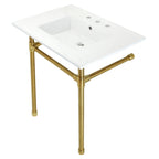 Kingston Brass Dreyfuss lavabo consola — Latón Cepillado