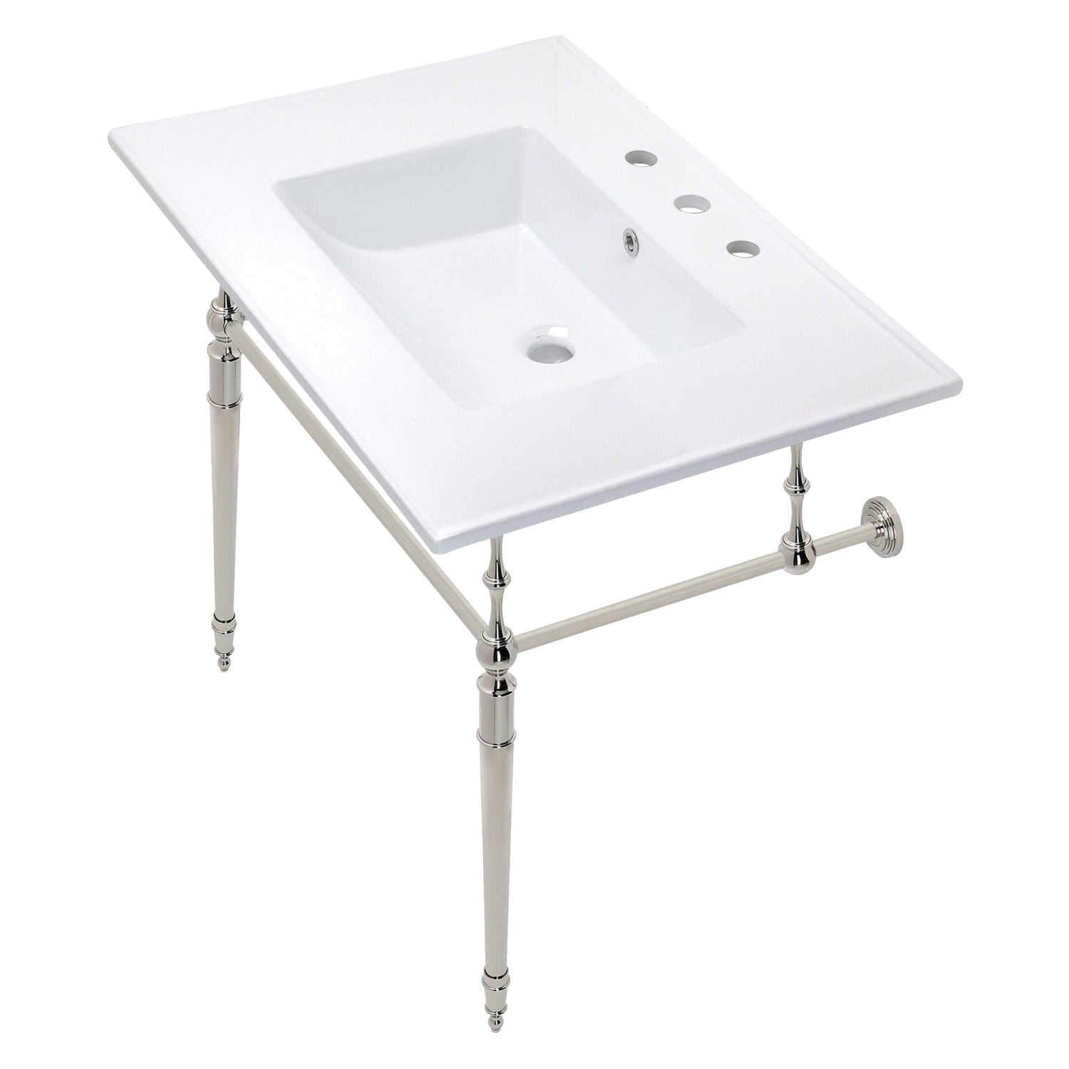 Kingston Brass Edwardian lavabo consola — Níquel Pulido