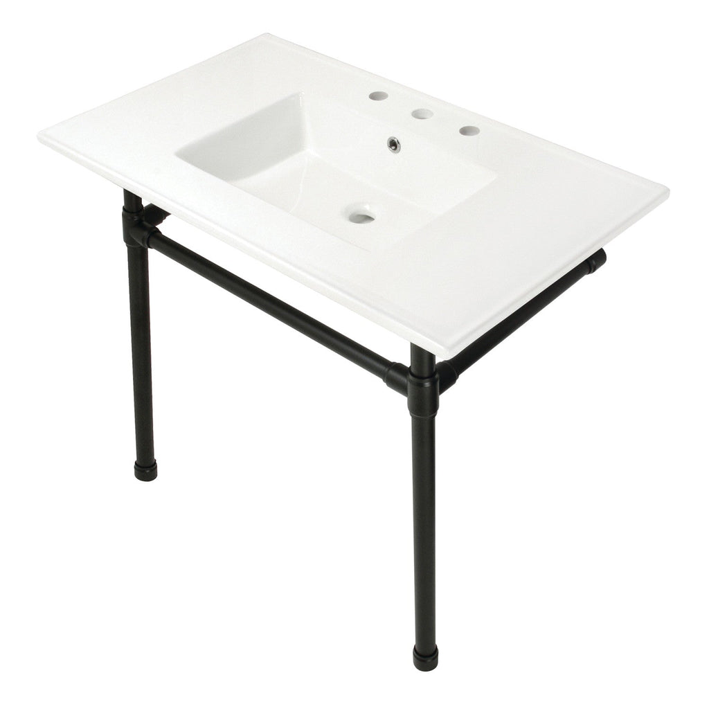 Kingston Brass Dreyfuss lavabo consola — Negro Mate