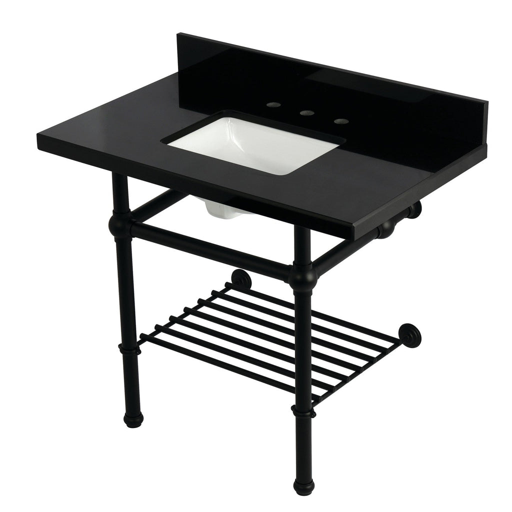 Kingston Brass Templeton lavabo consola — Negro Mate