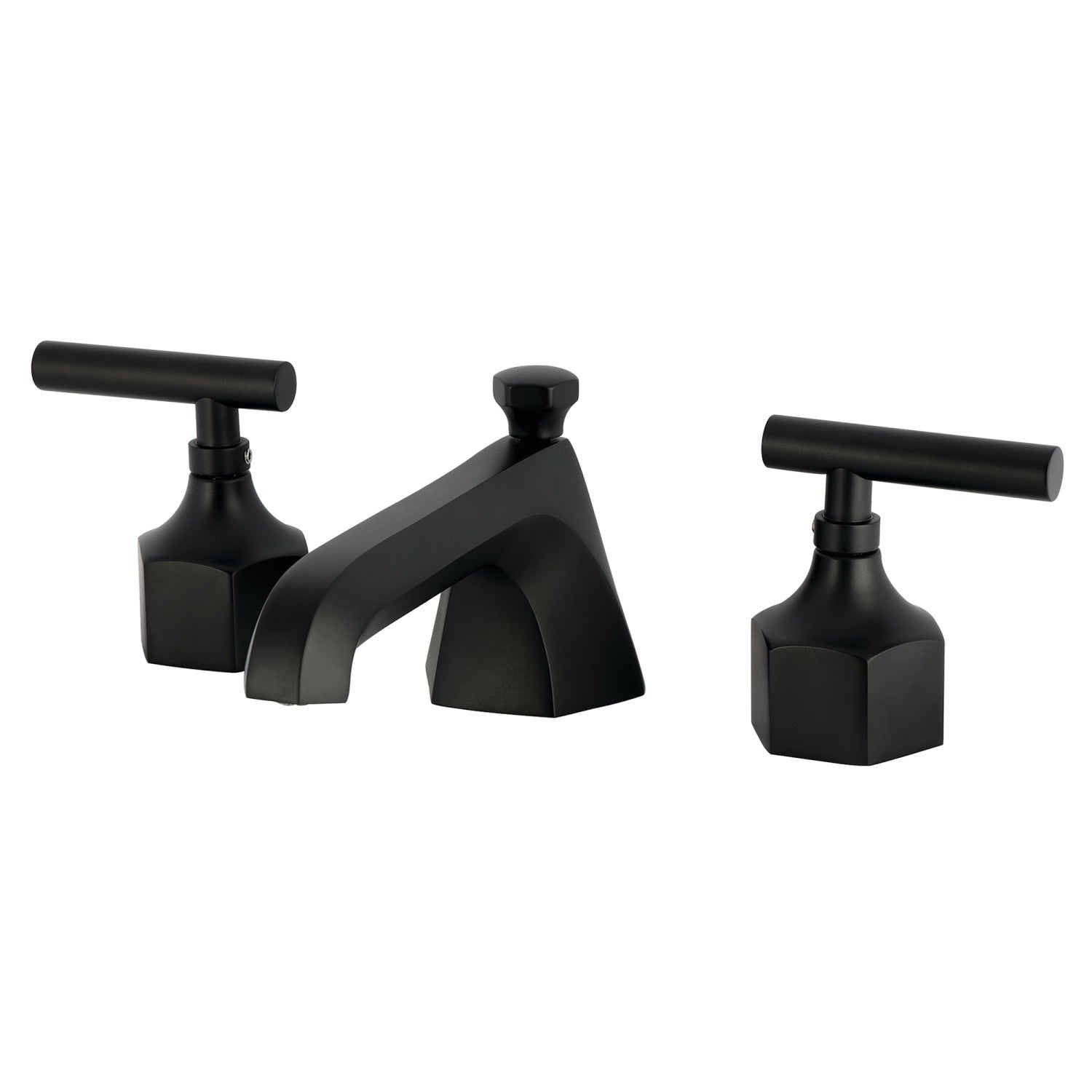 Kingston Brass Navei - Llave de Lavabo Widespread (3 Orificios), con Dos Manerales — Negro Mate
