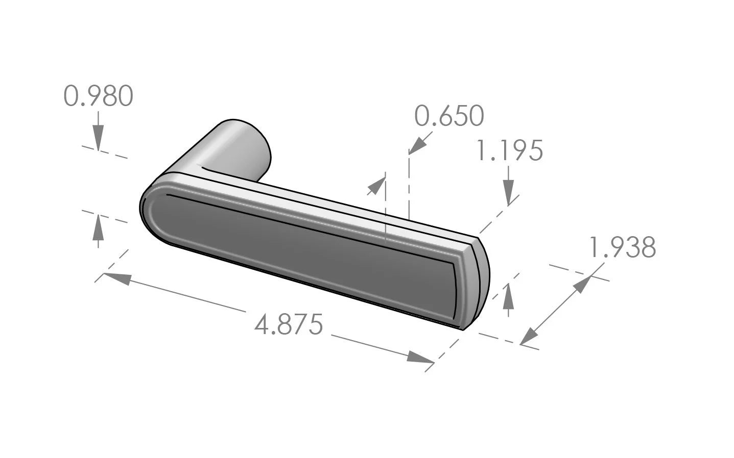 Large Ridge Lever (L-148) — dibujo de especificaciones y dimensiones