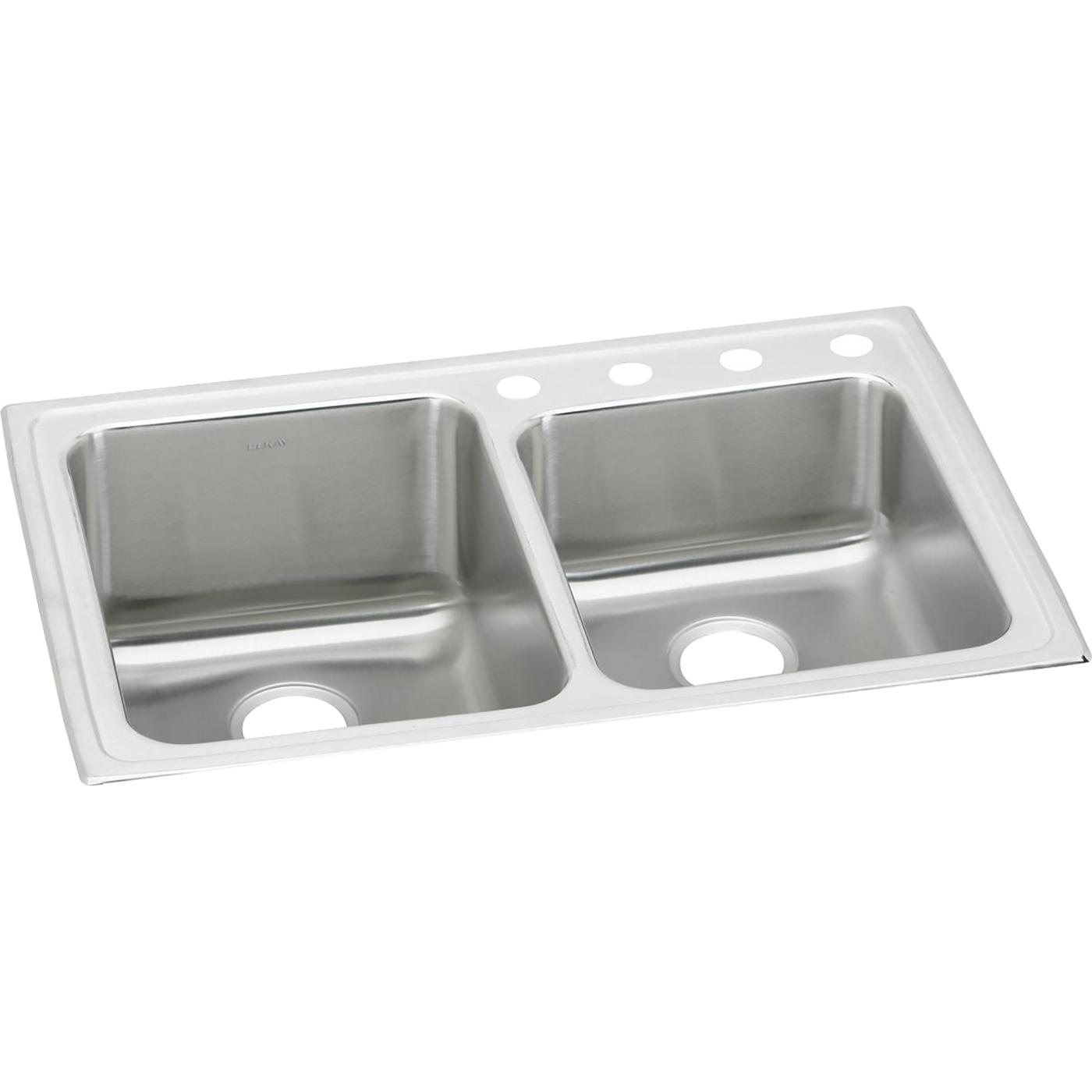 Elkay Tarja Lustertone® Classic Acero Inoxidable 33" x 22" x 9" de Dos Tazones Iguales de Doble Montaje with Perfect Drain® — vista de producto