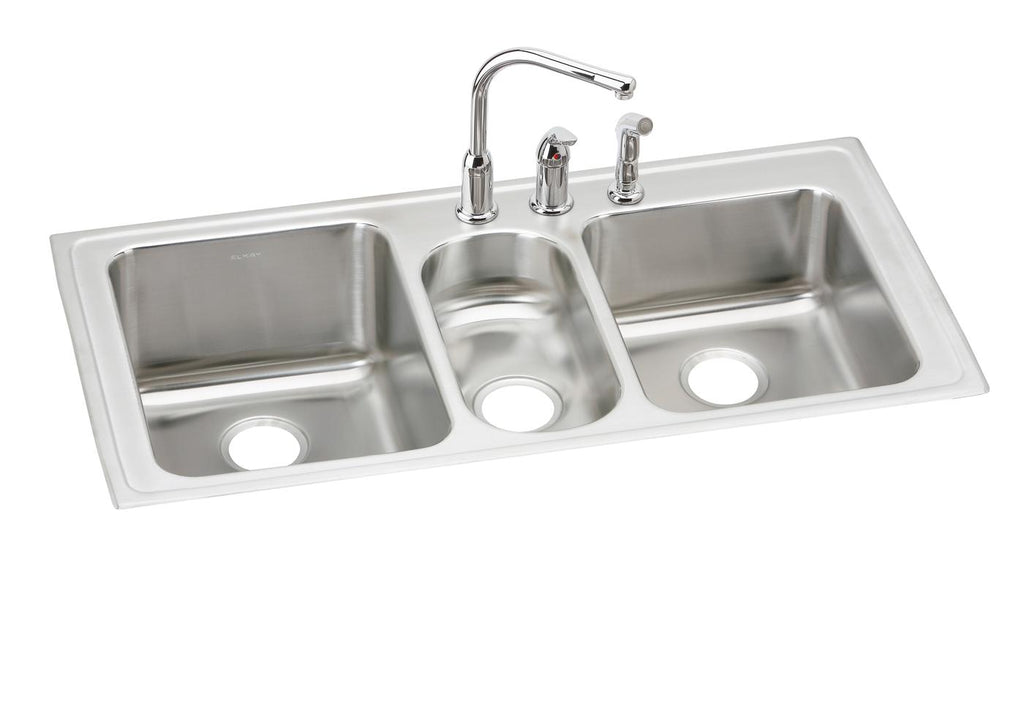 Elkay Tarja Lustertone® Classic Acero Inoxidable 40" x 20-1/2" x 9-7/8" Triple Bowl Bajo Cubierta (Kit) — vista de producto
