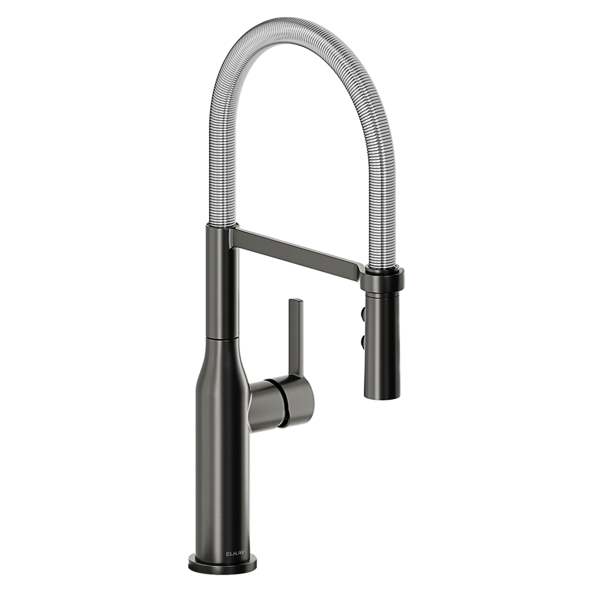 Elkay Avado Grifo de Cocina Semiprofesional — Acero Negro y Cromo