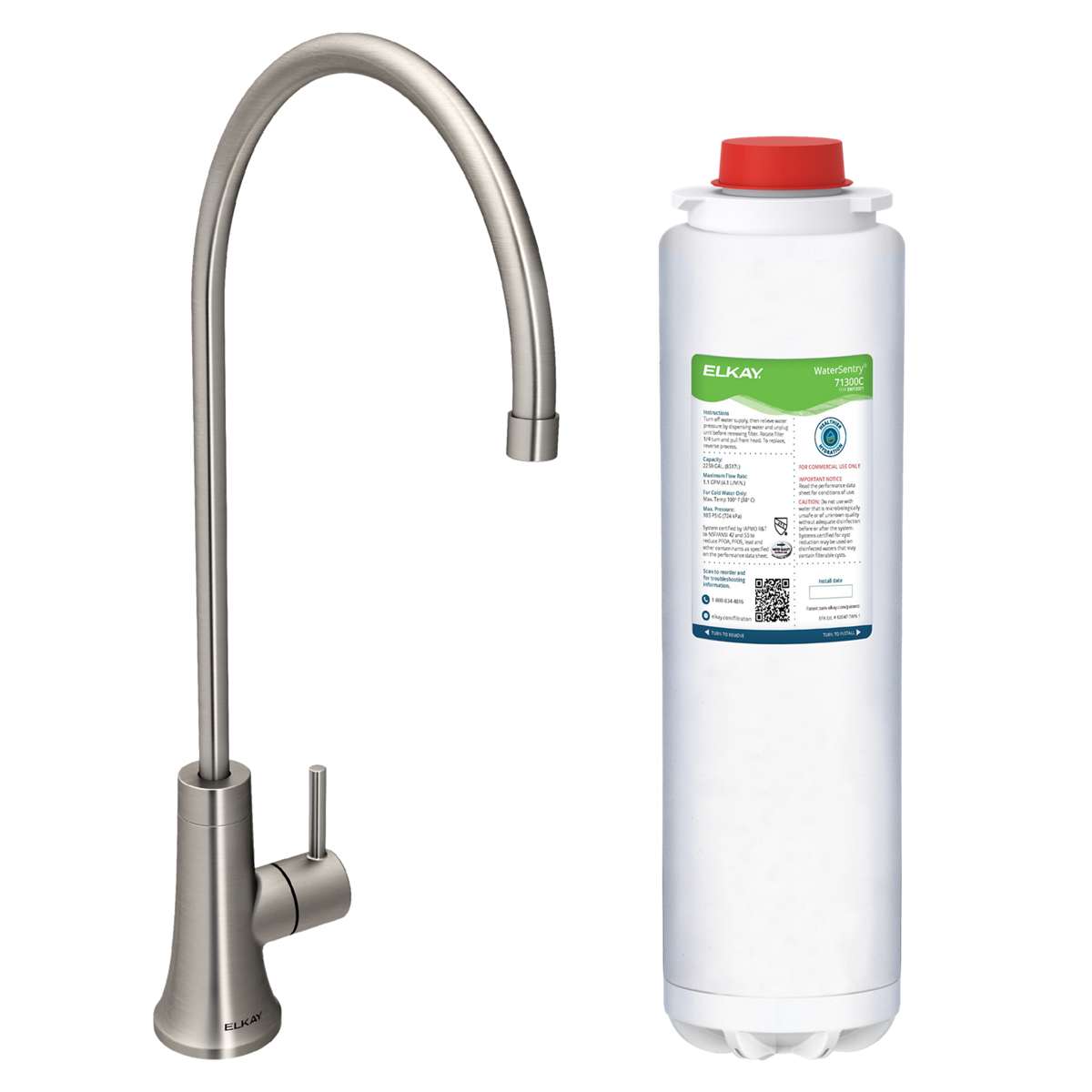 Elkay Avado Llave para Agua Filtrada — Acero Lustroso