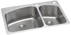 Elkay Tarja Lustertone® Classic Acero Inoxidable 33" x 22" x 9" 60/40 de Dos Tazones de Doble Montaje with Perfect Drain® — vista de producto