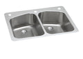 Elkay Tarja Lustertone® Classic Acero Inoxidable 33" x 22" x 9" de Dos Tazones Iguales de Doble Montaje with Perfect Drain® — vista de producto