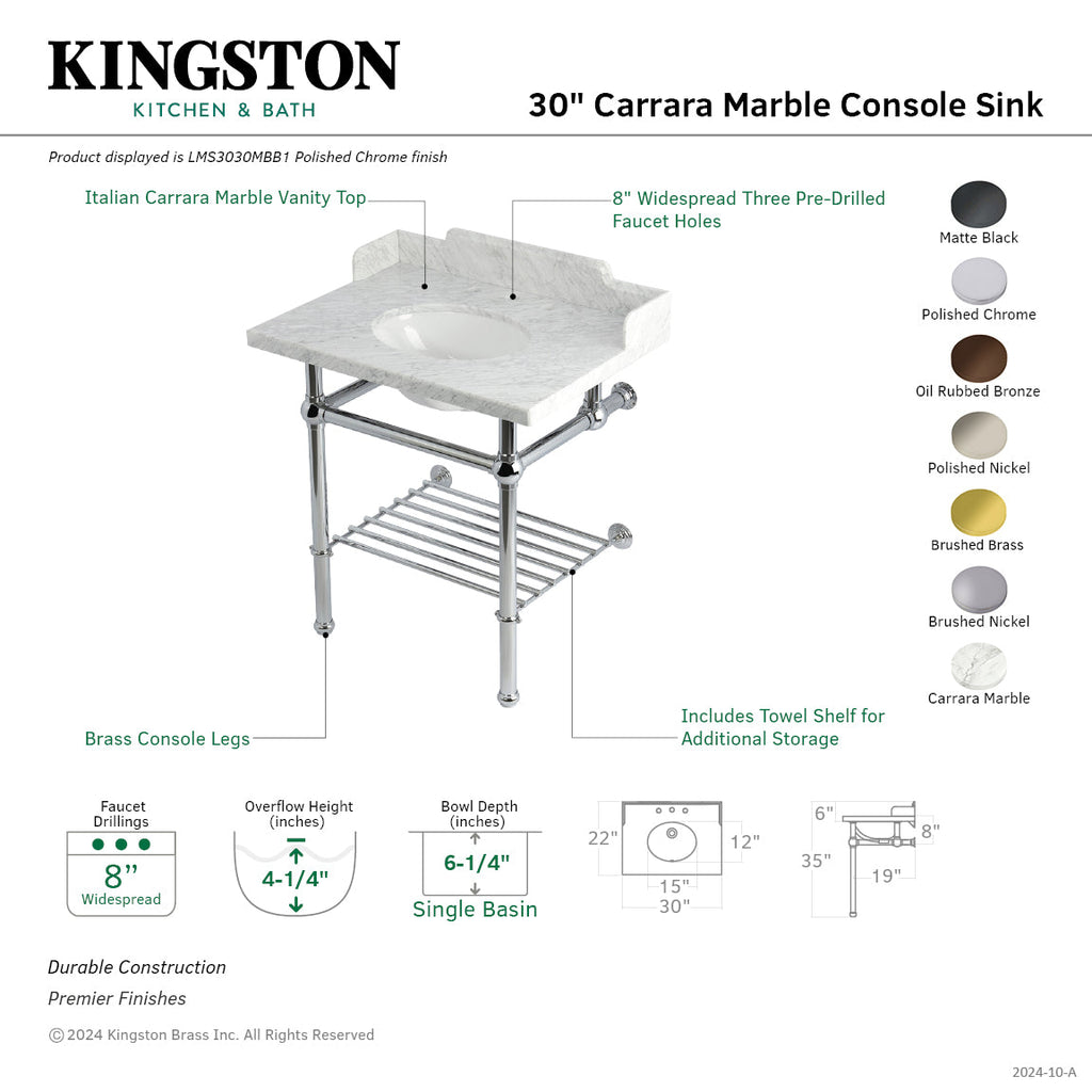 Kingston Brass Pemberton lavabo consola — vista