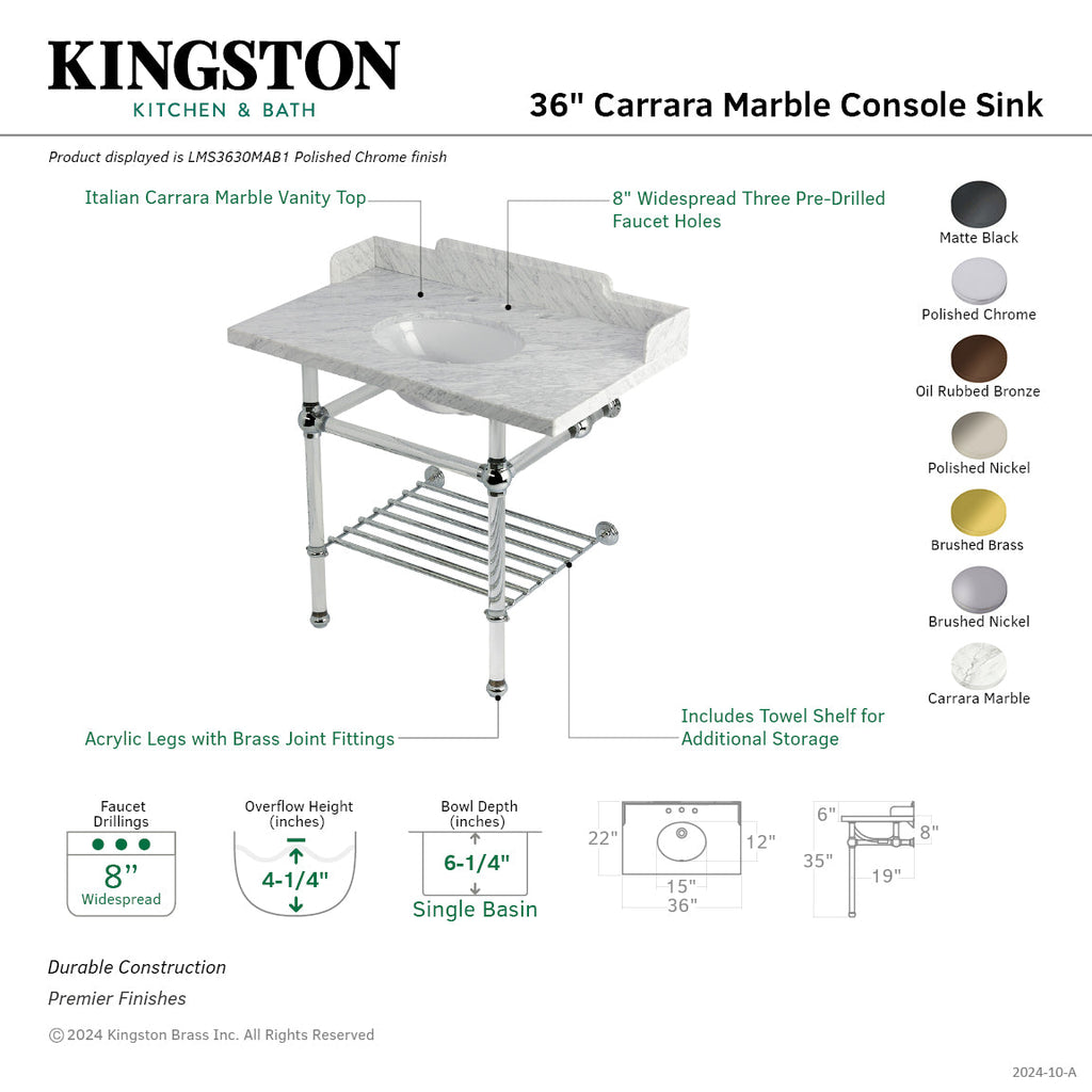 Kingston Brass Pemberton lavabo consola — vista