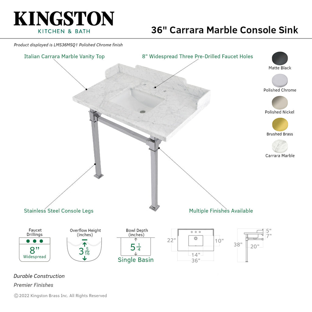 Kingston Brass Viceroy lavabo consola — vista