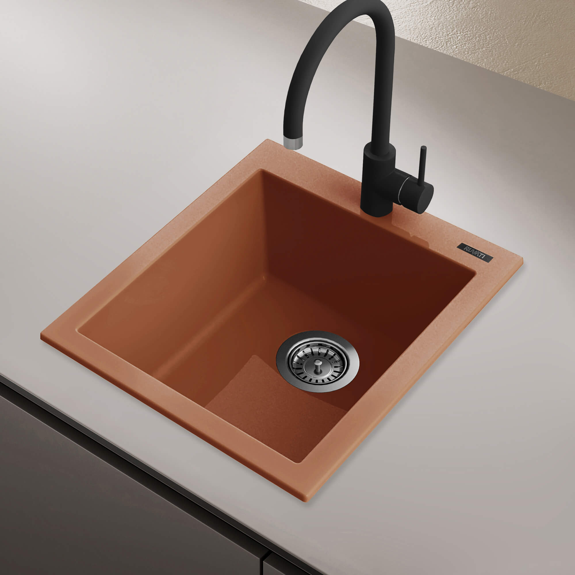 Ruvati epiGranite — Tarja de Bar / Prep de 16 x 20 pulg en Granito Compuesto — Arcilla — 1