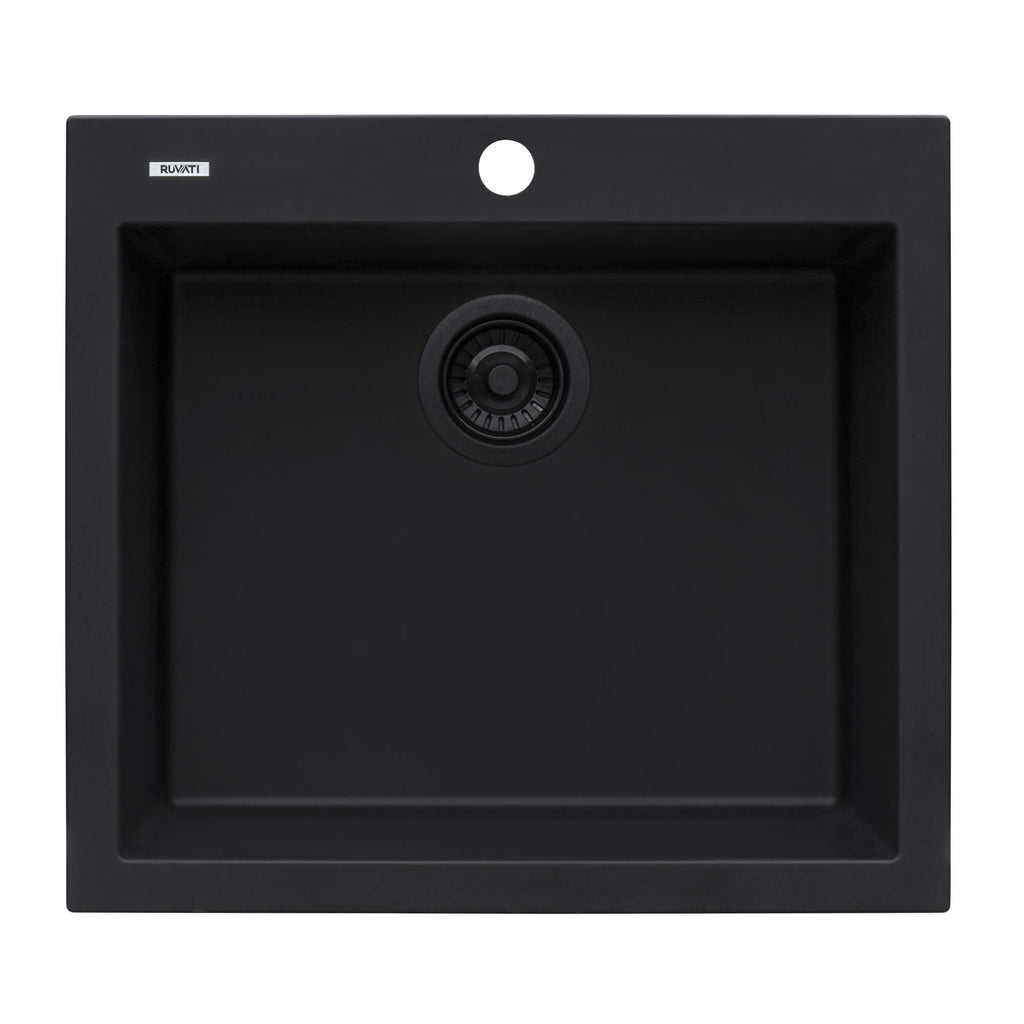 Ruvati epiGranite — Tarja de Bar / Prep de 22 x 20 pulg en Granito Compuesto — Negro Medianoche — 1