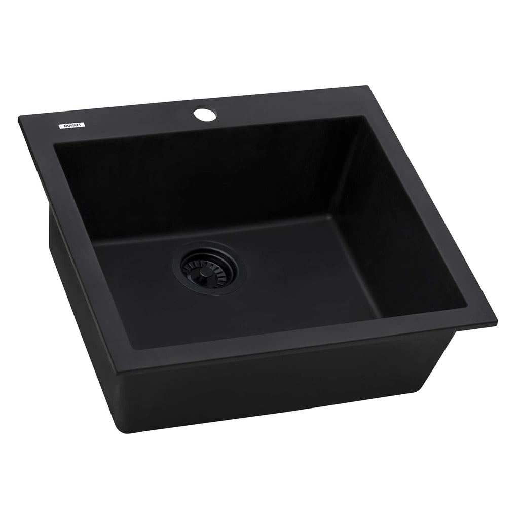 Ruvati epiGranite — Tarja de Bar / Prep de 22 x 20 pulg en Granito Compuesto — Negro Medianoche — 2