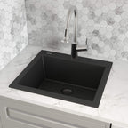Ruvati epiGranite — Tarja de Bar / Prep de 22 x 20 pulg en Granito Compuesto — Negro Medianoche