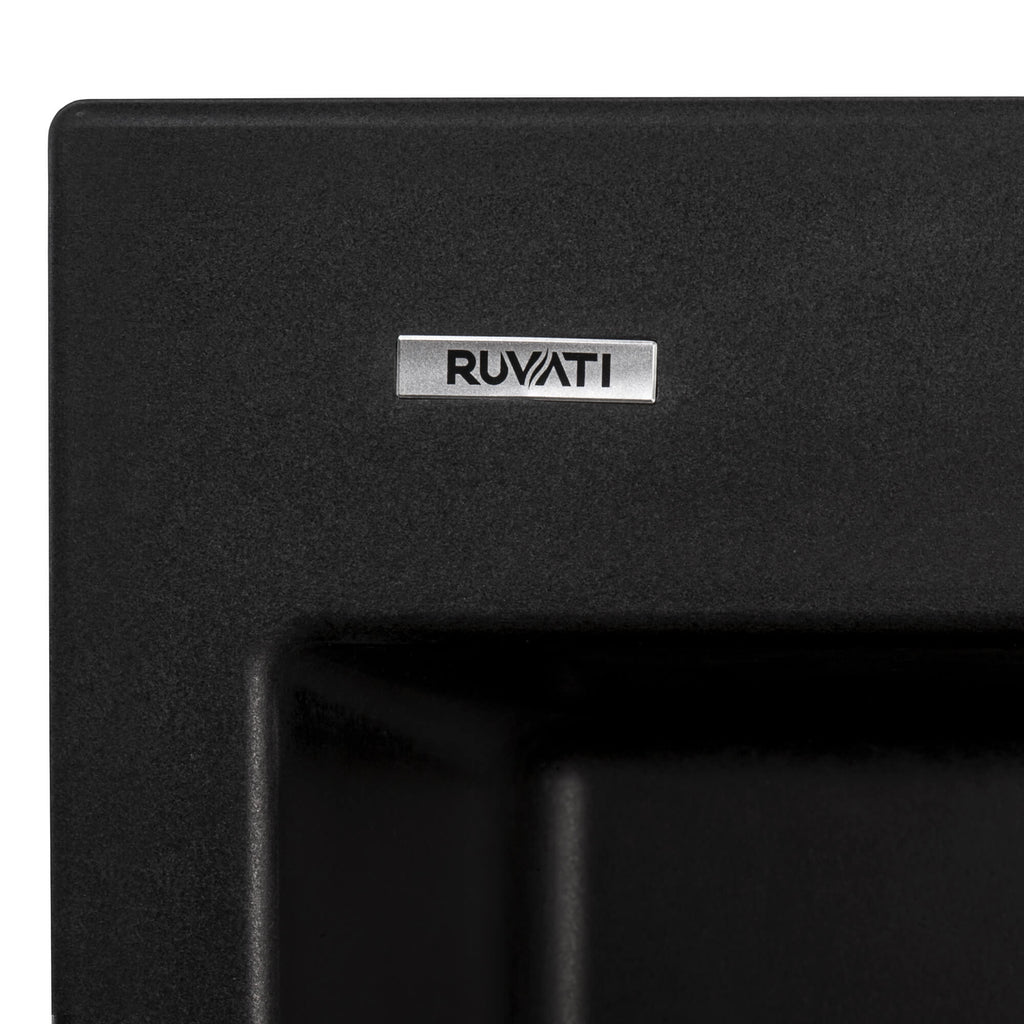 Ruvati epiGranite — Tarja de Cocina de 23 x 20 pulg en Granito Compuesto — Negro Medianoche — 4