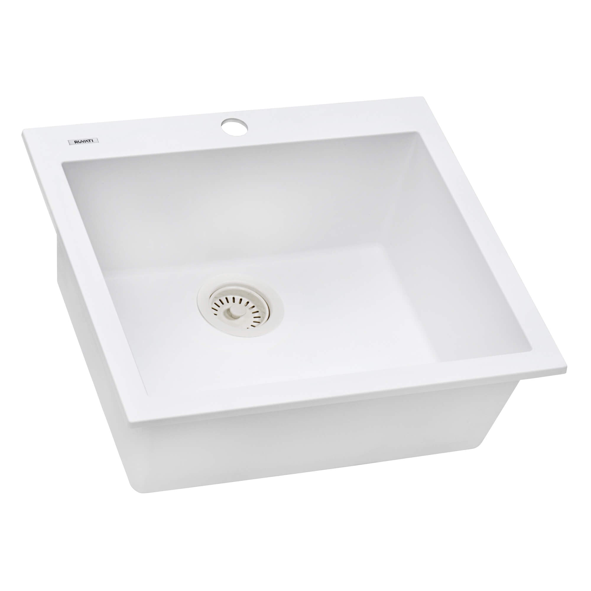Ruvati epiGranite — Tarja de Cocina de 23 x 20 pulg en Granito Compuesto — Blanco Ártico — 3