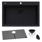 Ruvati epiGranite — Tarja de Cocina de 30 x 20 pulg en Granito Compuesto — Negro Medianoche — 1