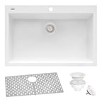 Ruvati epiGranite — Tarja de Cocina de 30 x 20 pulg en Granito Compuesto — Blanco Ártico — 3