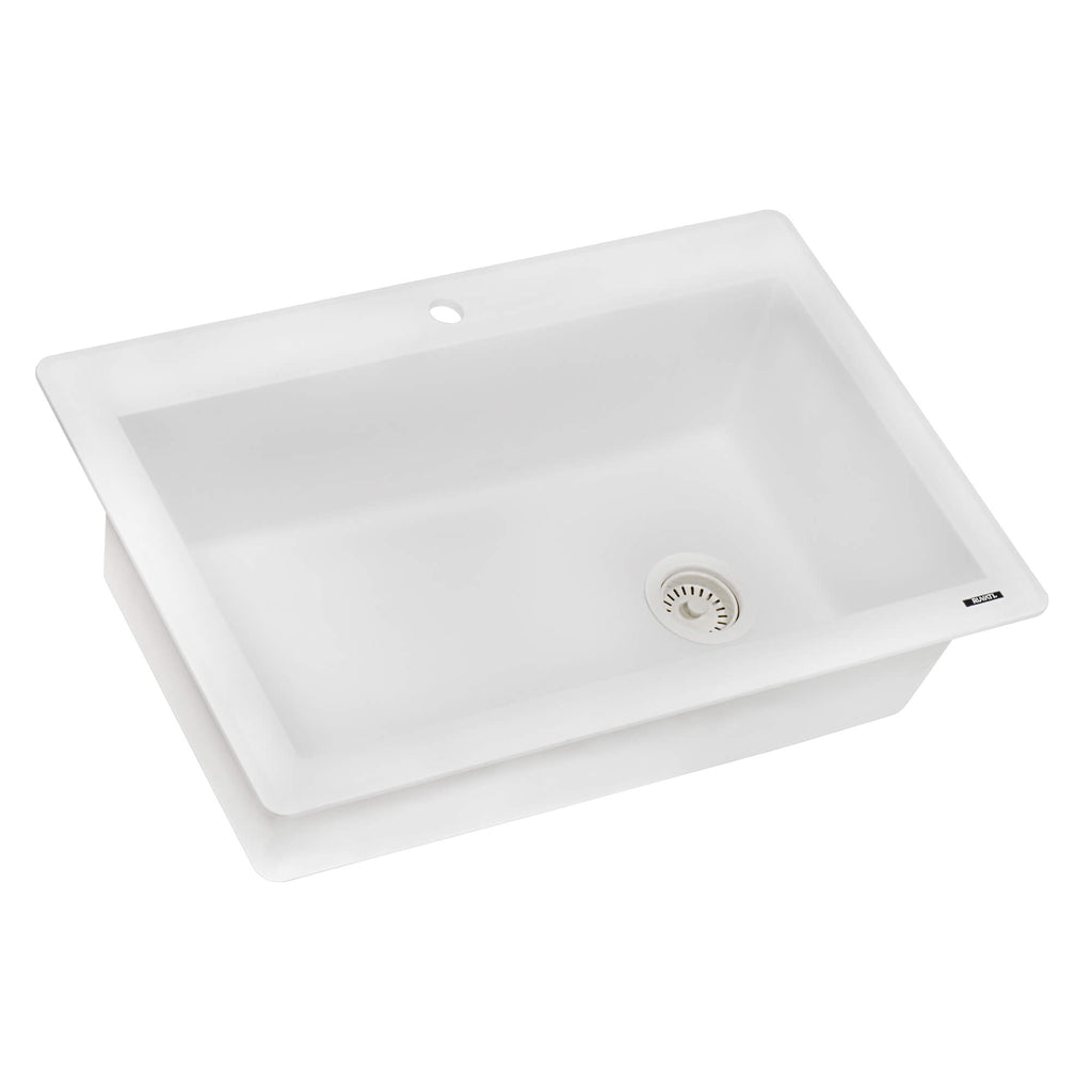 Ruvati epiGranite — Tarja de Cocina de 33 x 22 pulg en Granito Compuesto — Blanco Ártico — 1