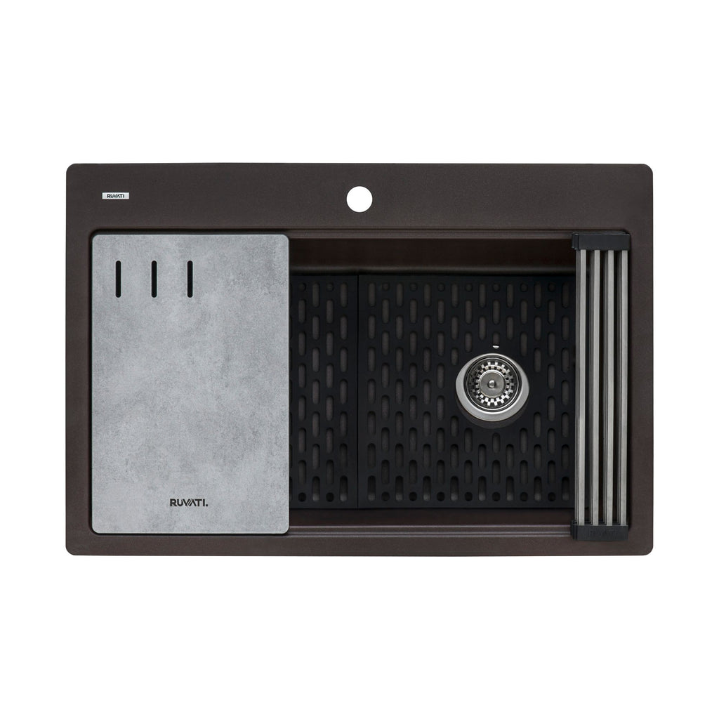 Ruvati epiStage — Tarja Workstation de Cocina en Granito Compuesto — Espresso — 1