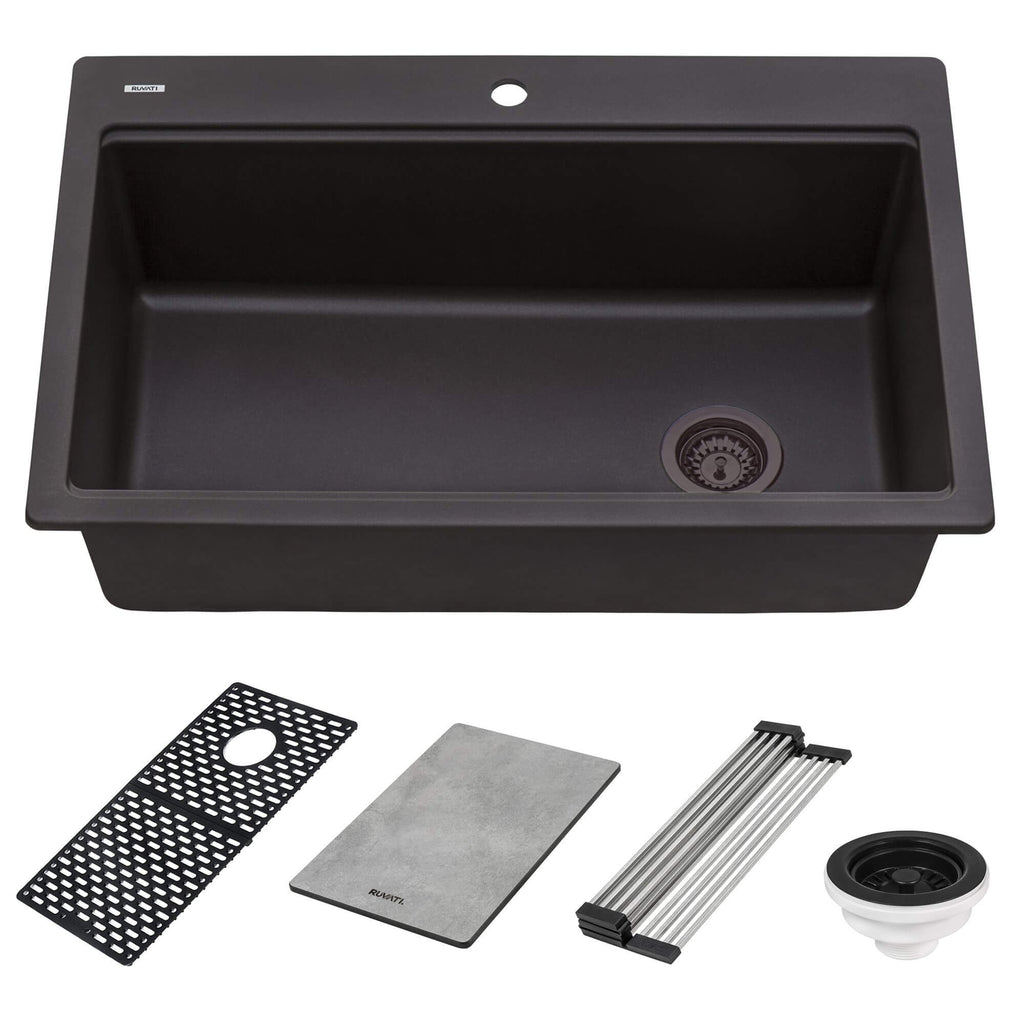 Ruvati epiStage — Tarja Workstation de Cocina en Granito Compuesto — Espresso — 4