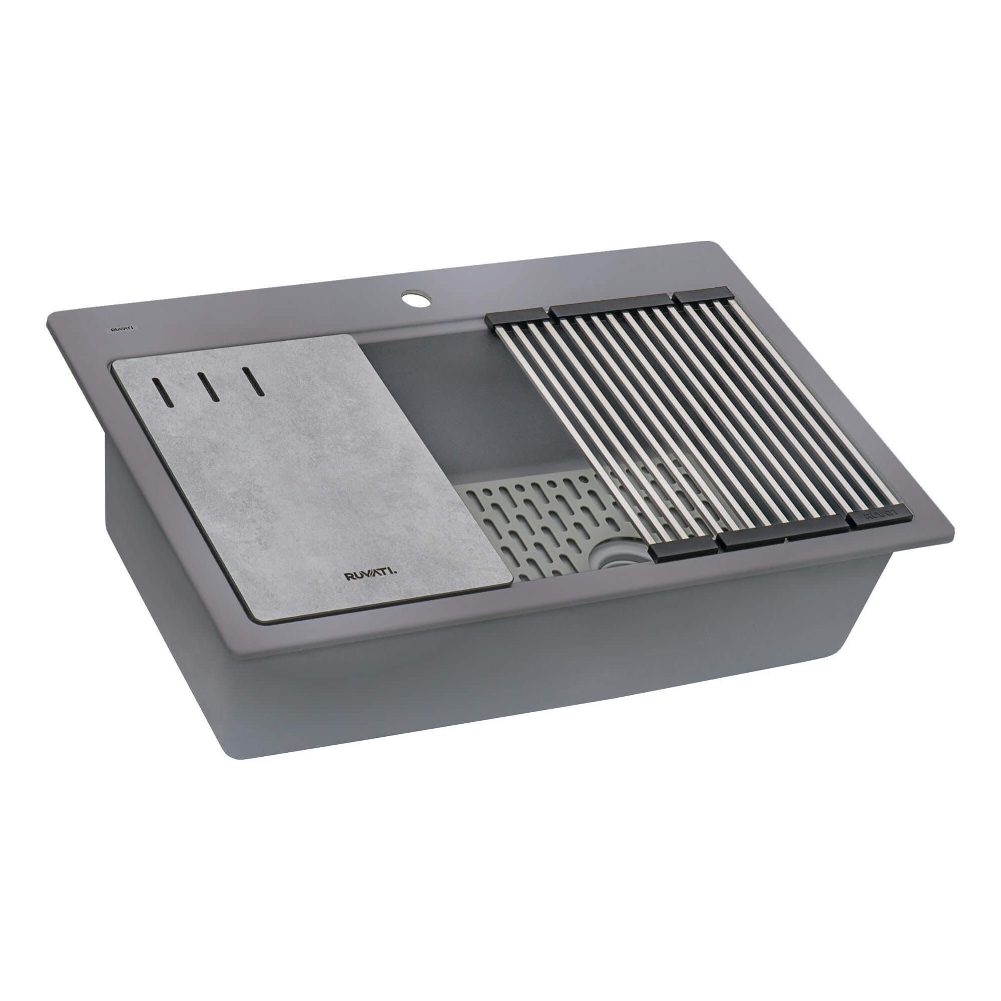 Ruvati epiStage — Tarja Workstation de Cocina en Granito Compuesto — Gris Urbano