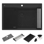 Ruvati epiStage — Tarja Workstation de Cocina en Granito Compuesto — Negro Mate — 2