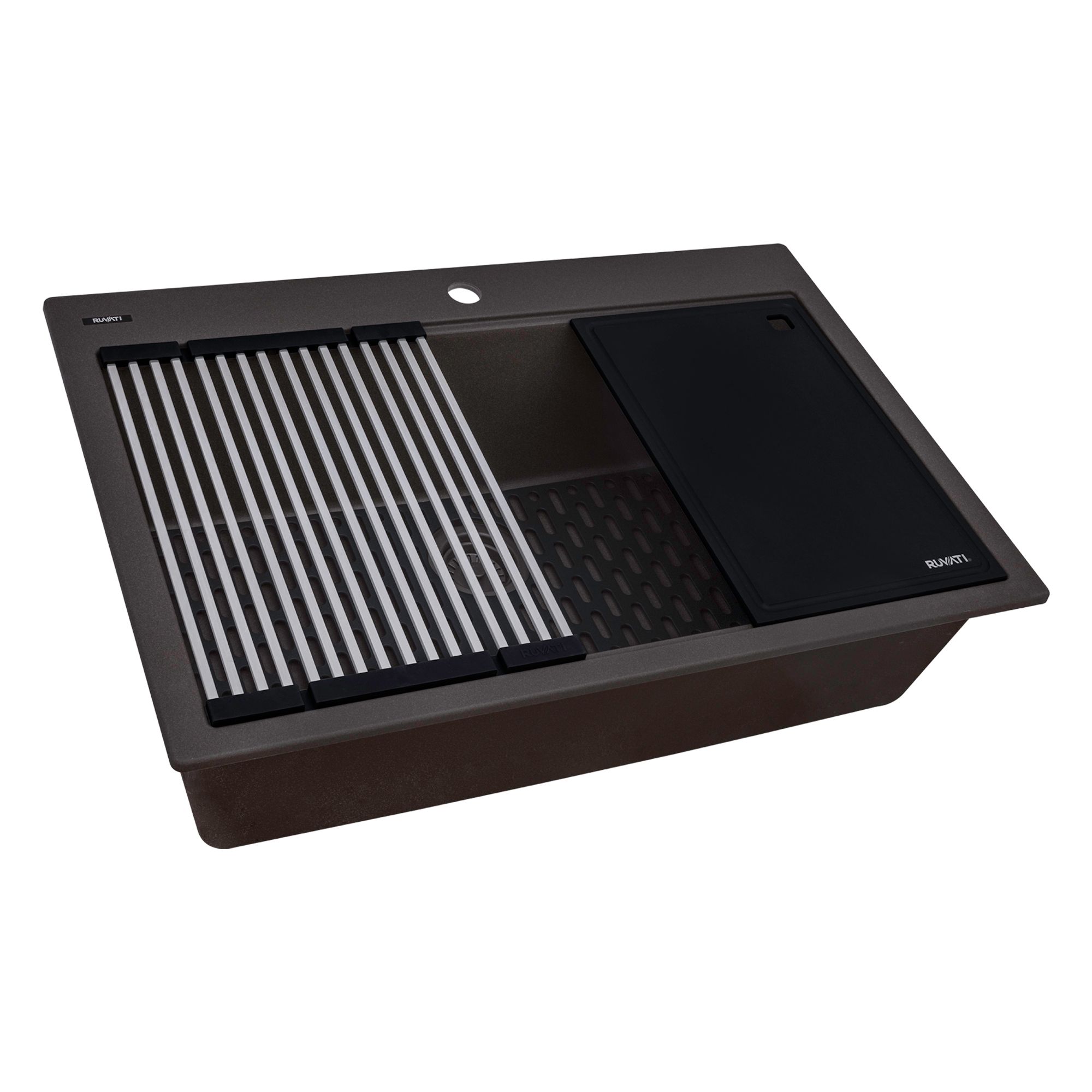 Ruvati epiStage — Tarja Workstation de Cocina en Granito Compuesto — Espresso