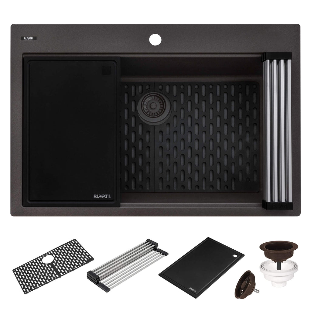 Ruvati epiStage — Tarja Workstation de Cocina en Granito Compuesto — Espresso — 2