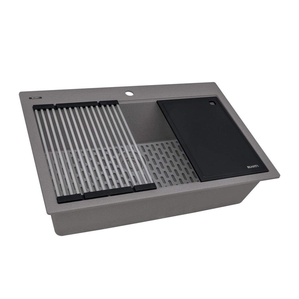 Ruvati epiStage — Tarja Workstation de Cocina en Granito Compuesto — Gris Urbano
