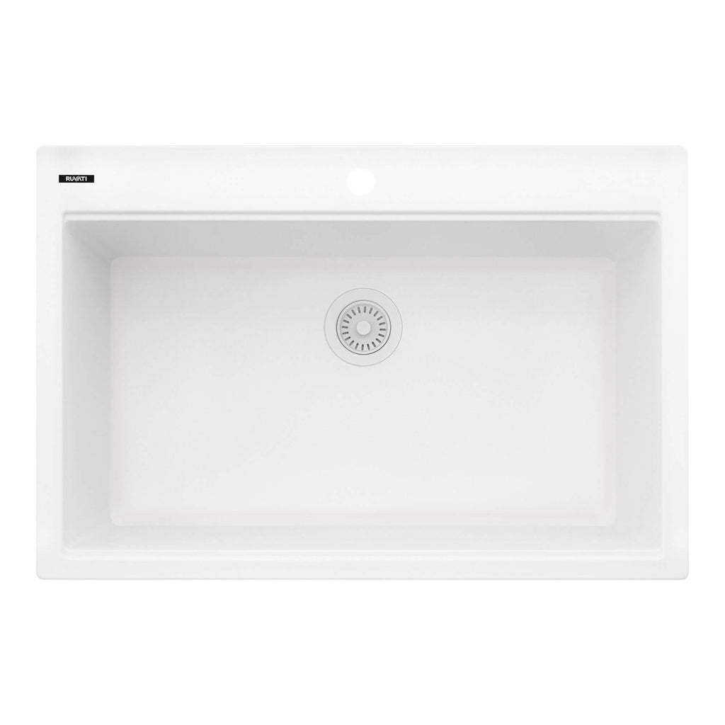 Ruvati epiStage — Tarja Workstation de Cocina en Granito Compuesto — Blanco Mate — 1