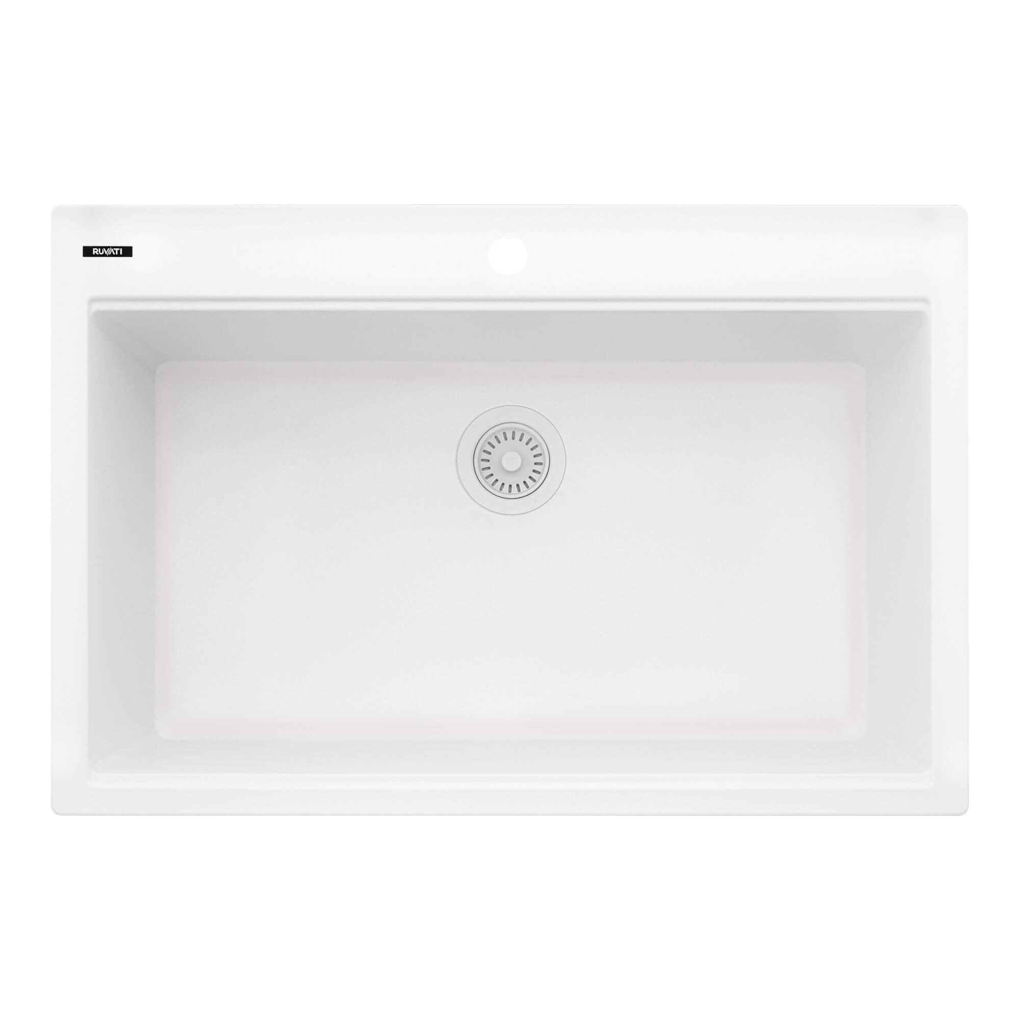 Ruvati epiStage — Tarja Workstation de Cocina en Granito Compuesto — Blanco Mate — 1