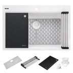Ruvati epiStage — Tarja Workstation de Cocina en Granito Compuesto — Blanco Mate — 2