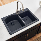 Ruvati epiGranite — Tarja de Cocina de 33 x 22 pulg en Granito Compuesto — Negro Medianoche