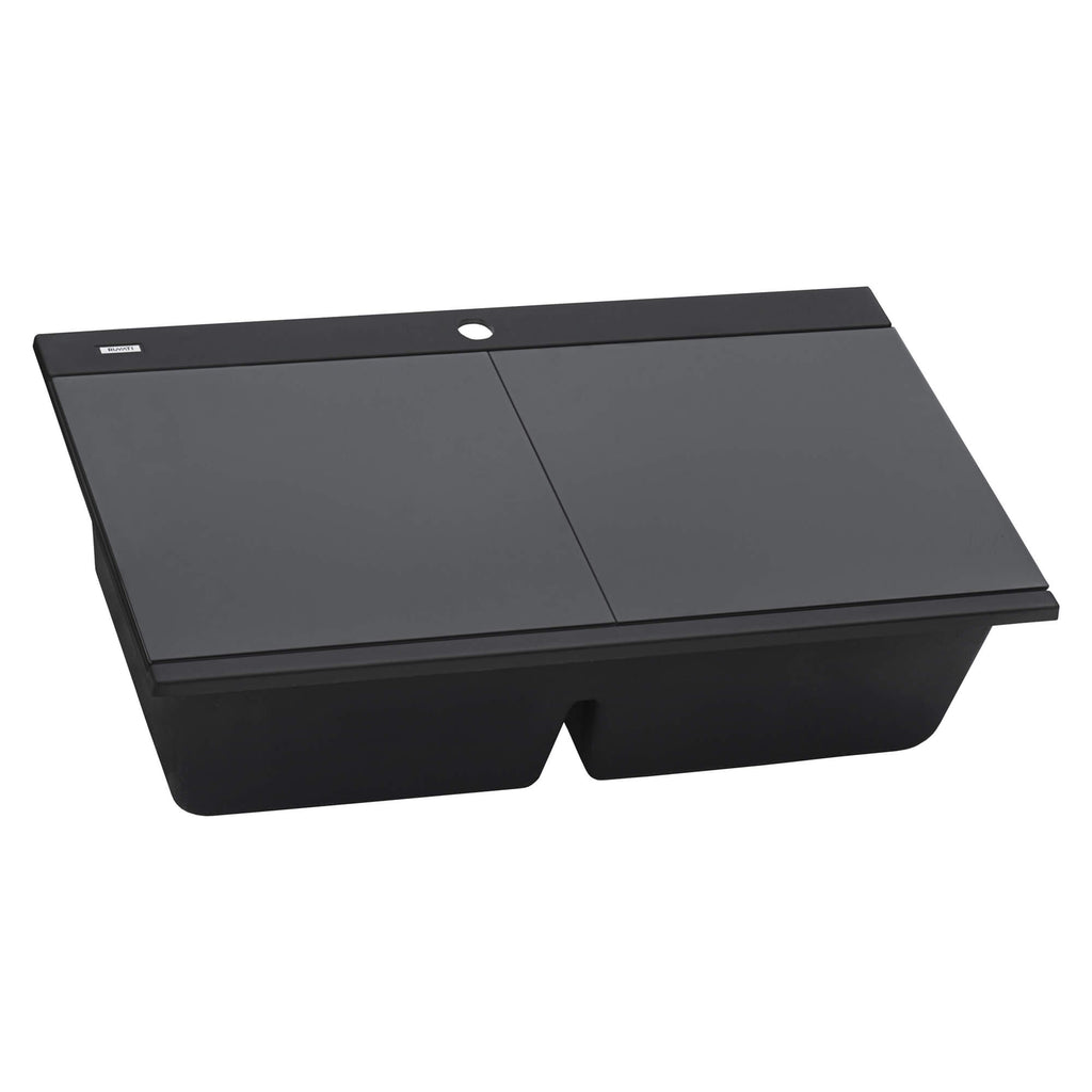 Ruvati epiGranite — Tarja Workstation de Cocina en Granito Compuesto — Negro Medianoche — 2