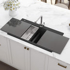 Ruvati epiGranite — Tarja Workstation de Cocina en Granito Compuesto — Negro Medianoche